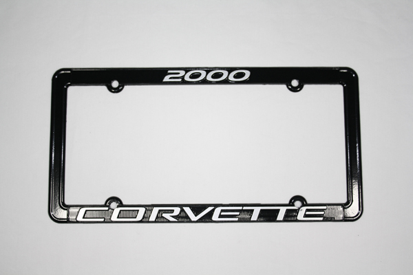 2000 Corvette License Frame 00 Black Aluminum with Silver Letters 2000