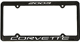 2003 Corvette License Frame 03 Black Aluminum with Silver Letters 03