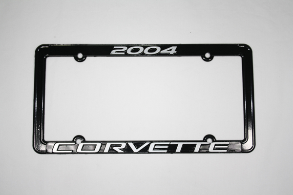 2004 Corvette License Frame 04 (Black) Aluminum with (Silver) Letters