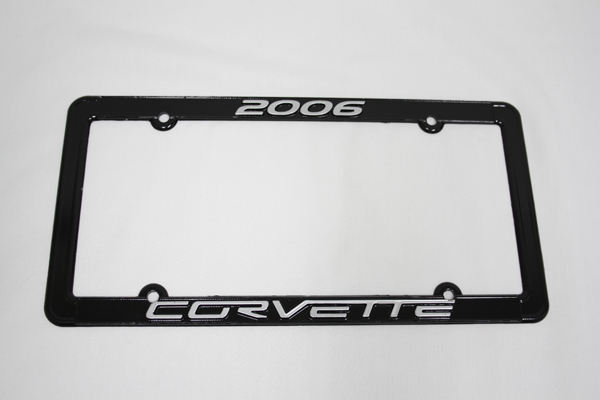 2006 Corvette License Frame 06 (Black) Aluminum with (Silver) Letters