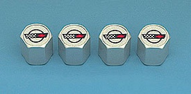1984-1996 Corvette C4 Chrome Valve Stem Caps with Logo 84-96 ( ABS 4 Pcs Set )