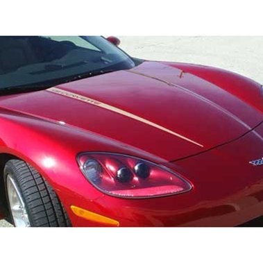 2005-2007 Corvette LS2 HOOD STRIPES WITH CORVETTE LETTERS DECAL PAIR RED 05-07