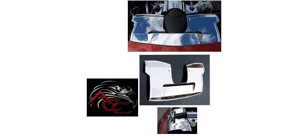 2005-2013 Corvette POLISHED T-304 STAINLESS STEEL RADIATOR COVER THAT IS EASILY INSTALLED BY ATTACHING TO AIR INTAKE T