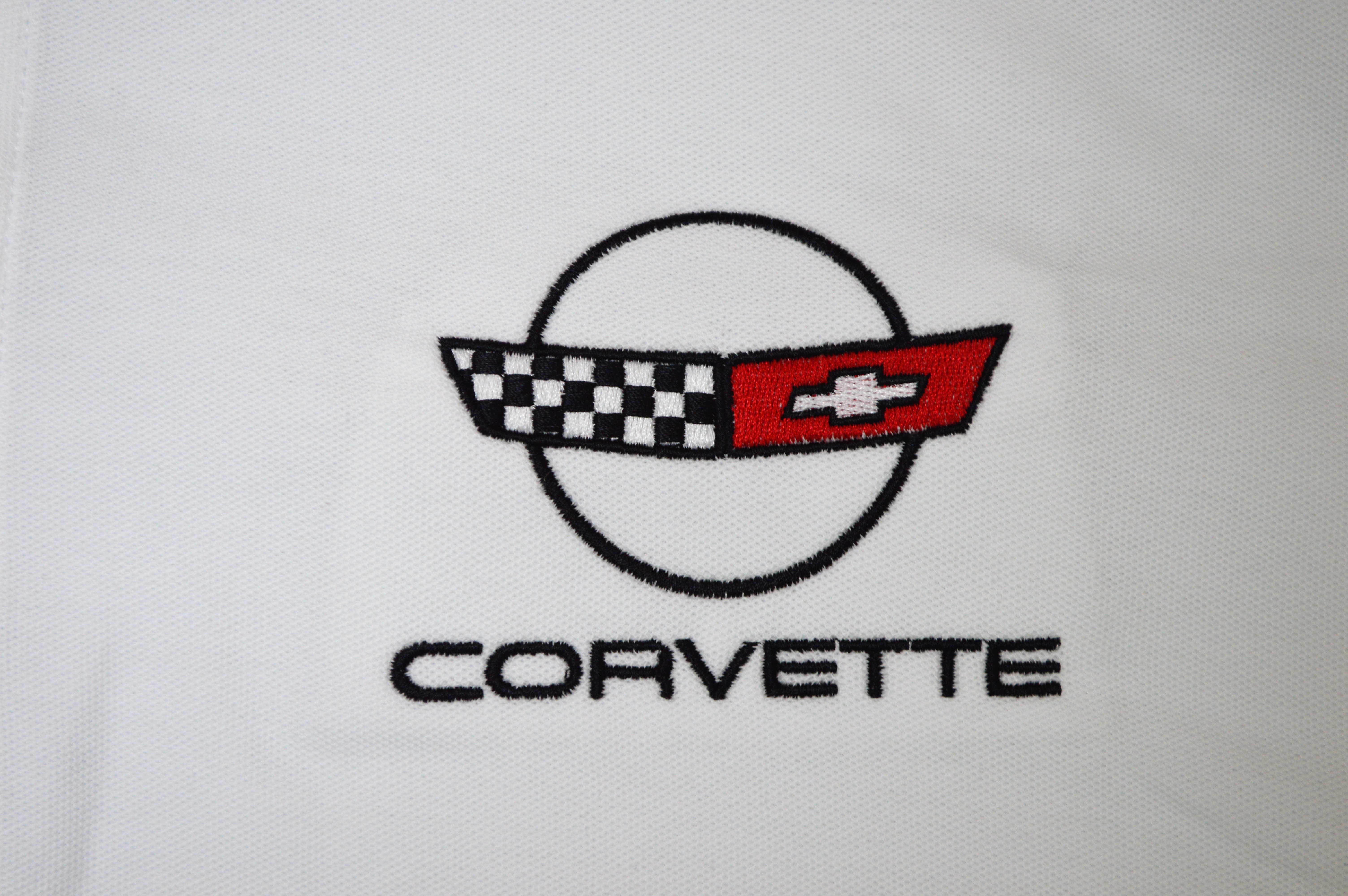 1984-1996 Corvette POLO SHIRT WHITE W/BLACK C4 LOG  LARGE