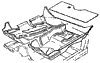 1964 Corvette Carpets & Rear Cover Diagram