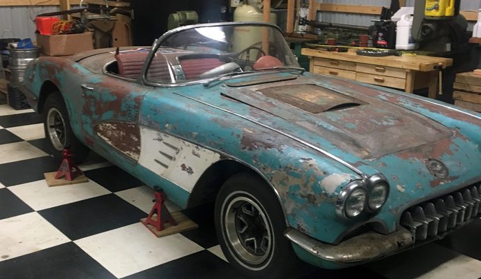 1958 Corvette in the shop