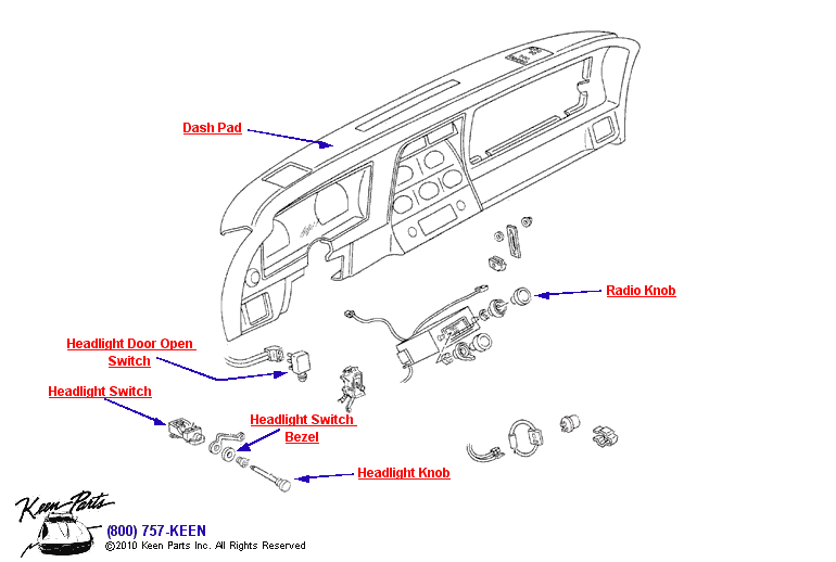 Dash Switches Diagram for All Corvette Years