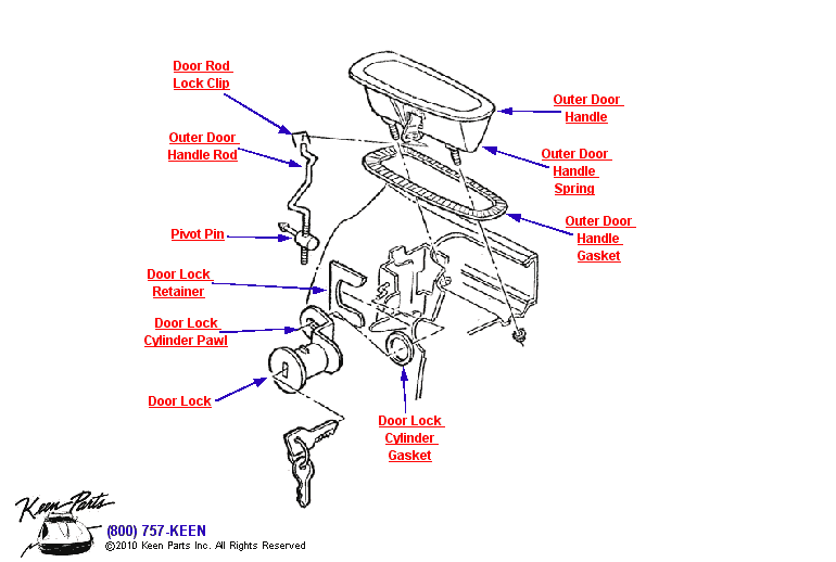 Outer Door Handle Diagram for a 2022 Corvette