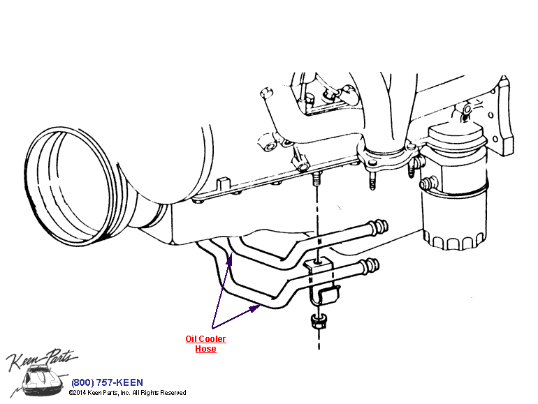 Oil Cooler Hose Diagram for a 1955 Corvette