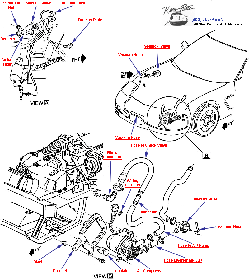 AIR Pump- Pump &amp; Mounting Diagram for All Corvette Years