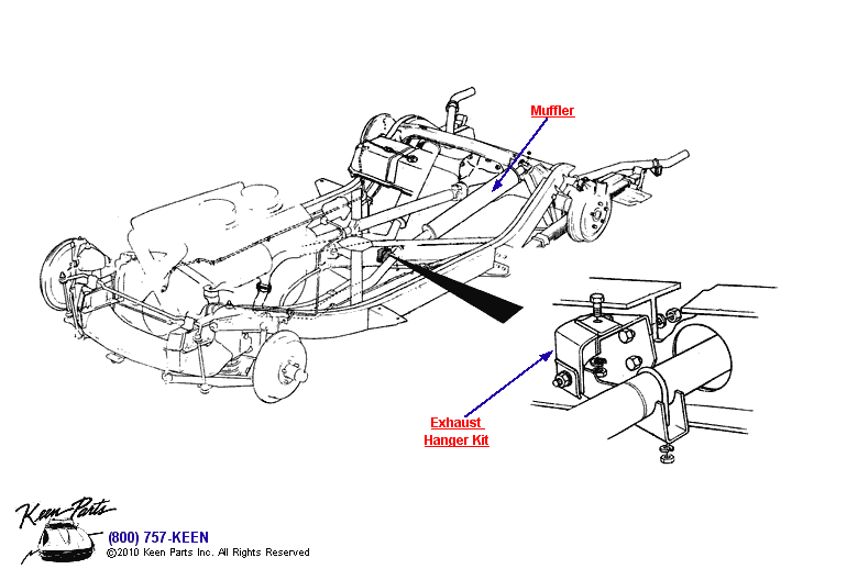 Round Muffler &amp; Hangers Diagram for a C1 Corvette