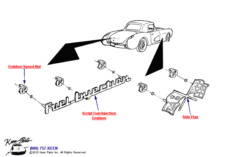Side &amp; Rear Emblems Diagram for All Corvette Years