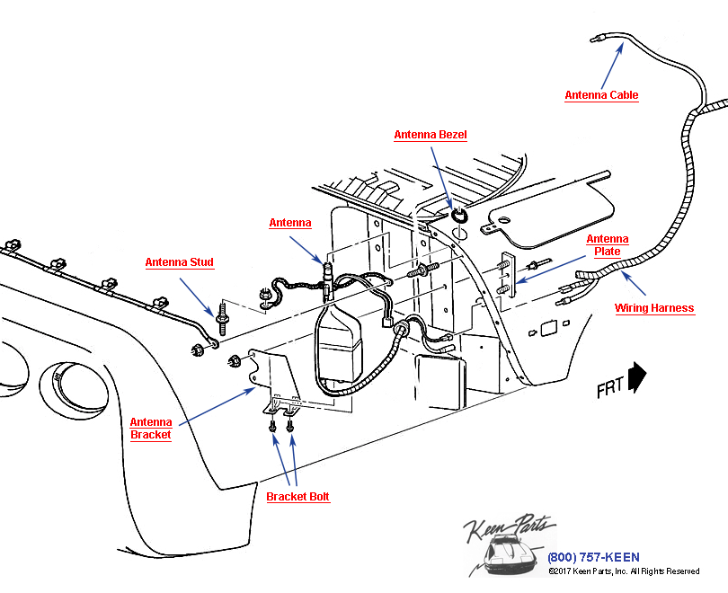 Convertible Antenna Diagram for All Corvette Years