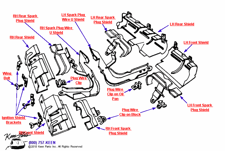 Lower Ignition Shielding Diagram for All Corvette Years