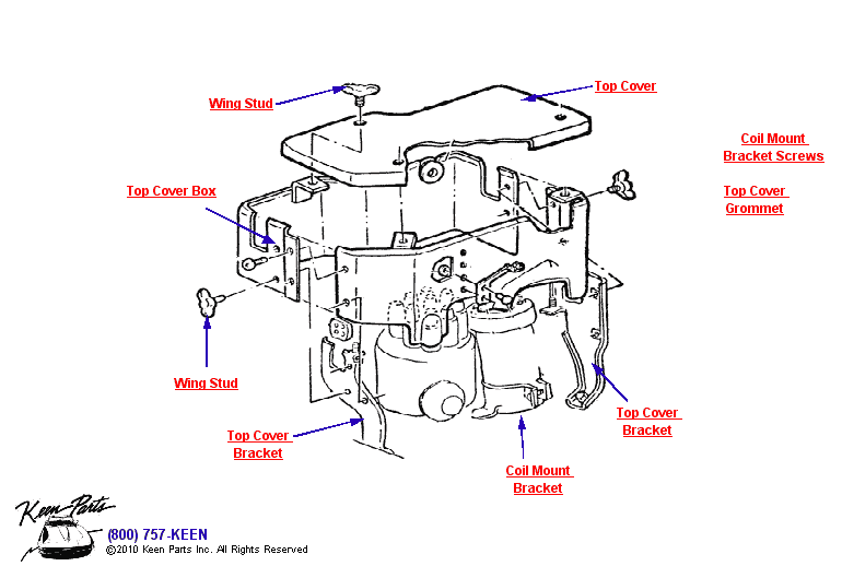 Ignition Shield Top Cover Diagram for All Corvette Years