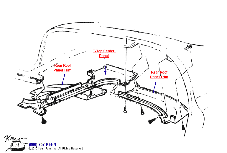 Roof Panel Trim Diagram for All Corvette Years