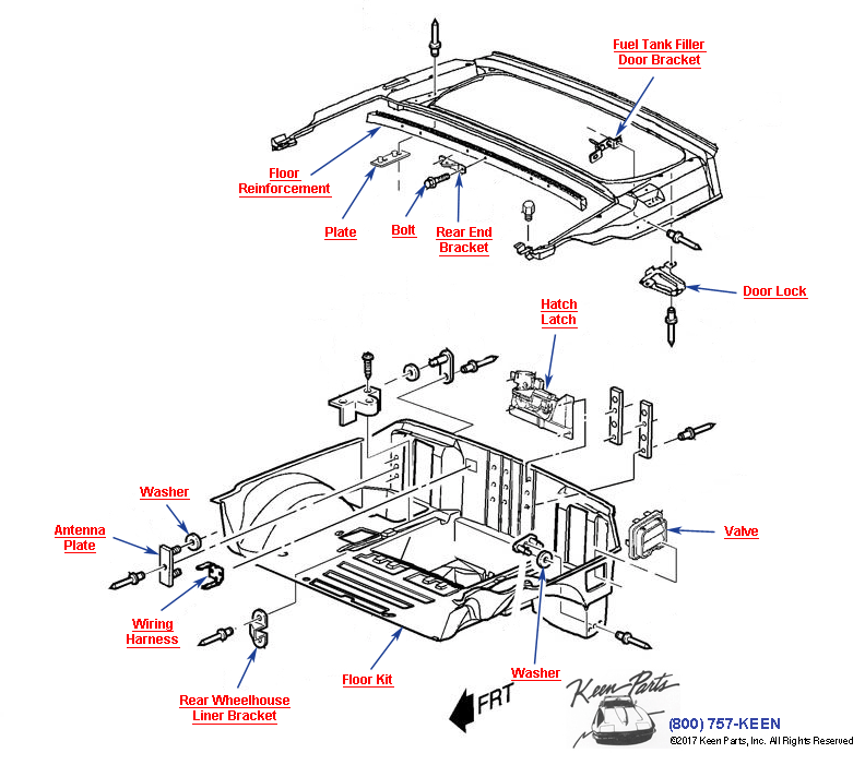 Compartment / Rear Storage- Hardtop Diagram for All Corvette Years