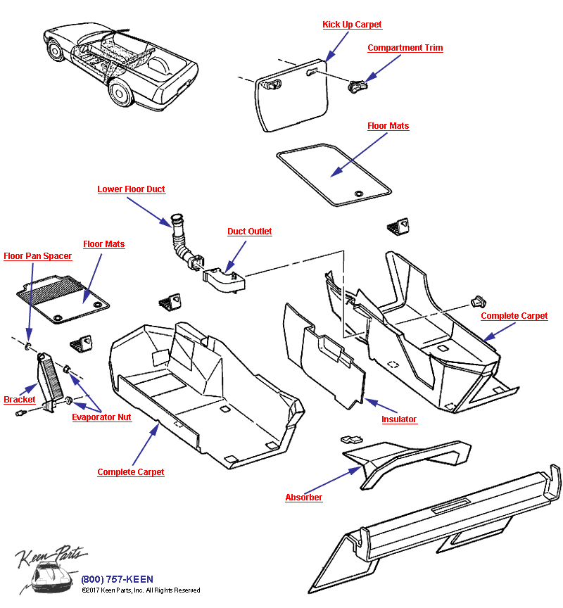 Carpet - Convertible/Hardtop Diagram for a 2008 Corvette