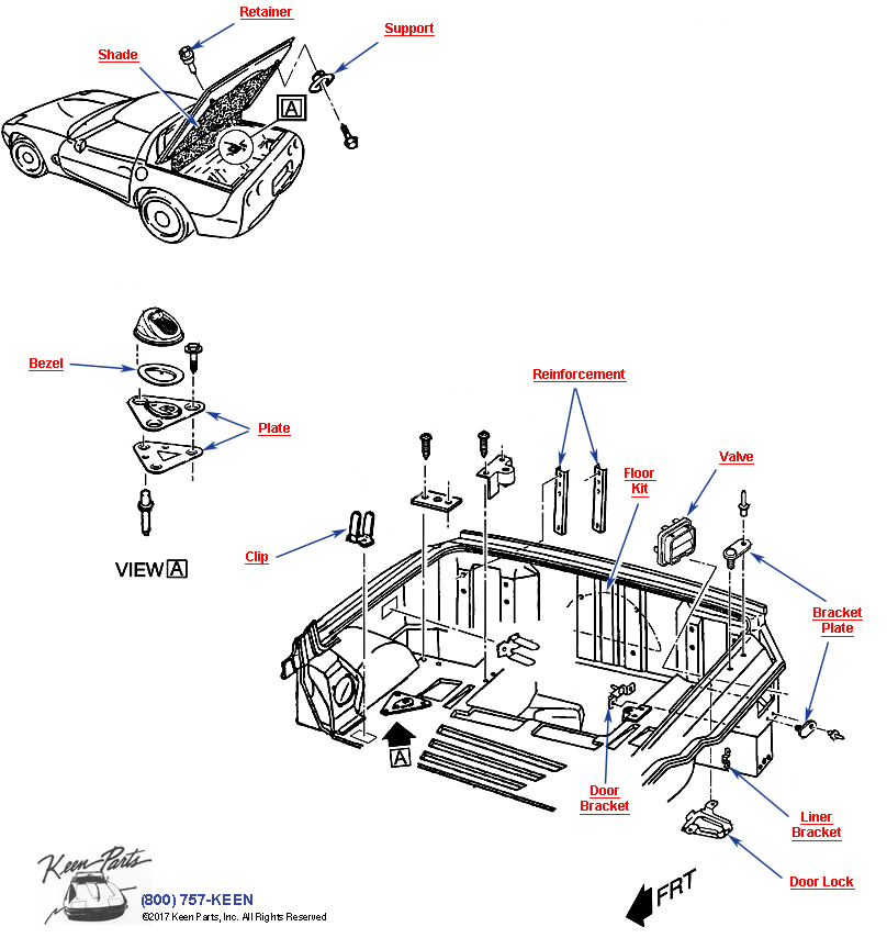 Compartment/Rear Storage- Hardtop Diagram for All Corvette Years