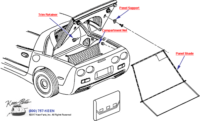 Cover/Rear Compartment &amp; Convenience Net Diagram for All Corvette Years