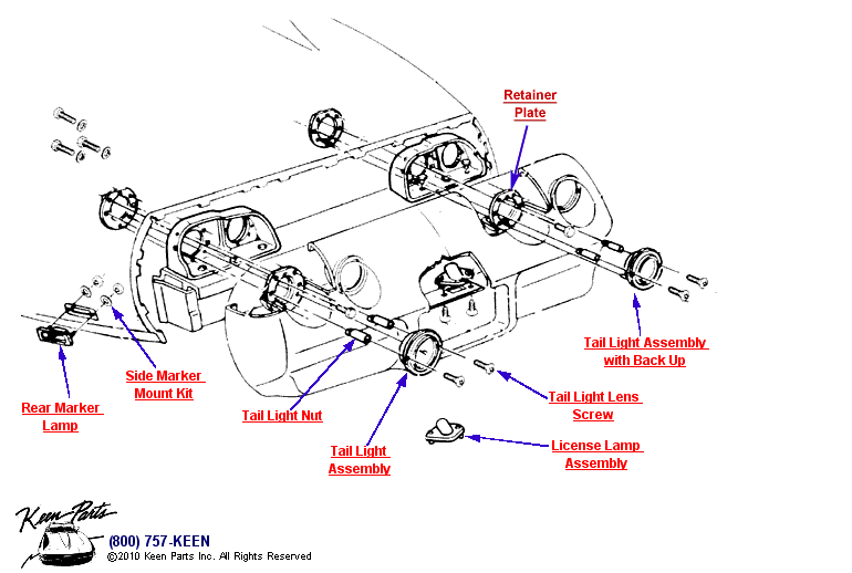 Rear Marker &amp; Tail Lights Diagram for All Corvette Years