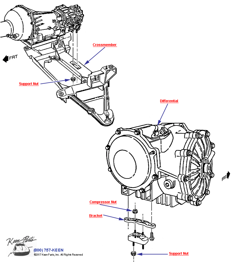 Transaxle Mounting Diagram for All Corvette Years