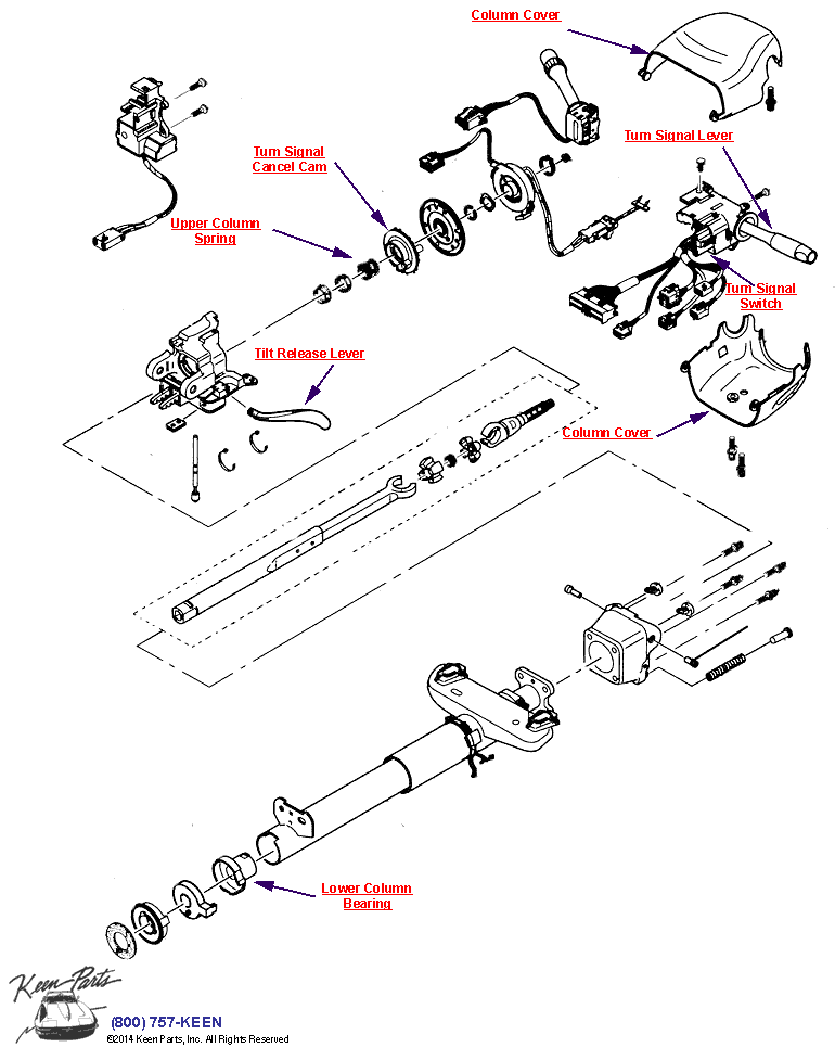 Steering Column Diagram for All Corvette Years