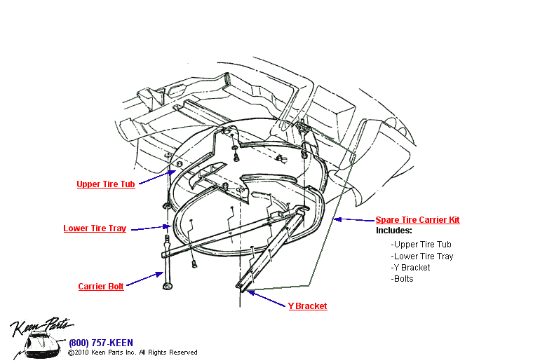 Spare Tire Carrier Diagram for All Corvette Years