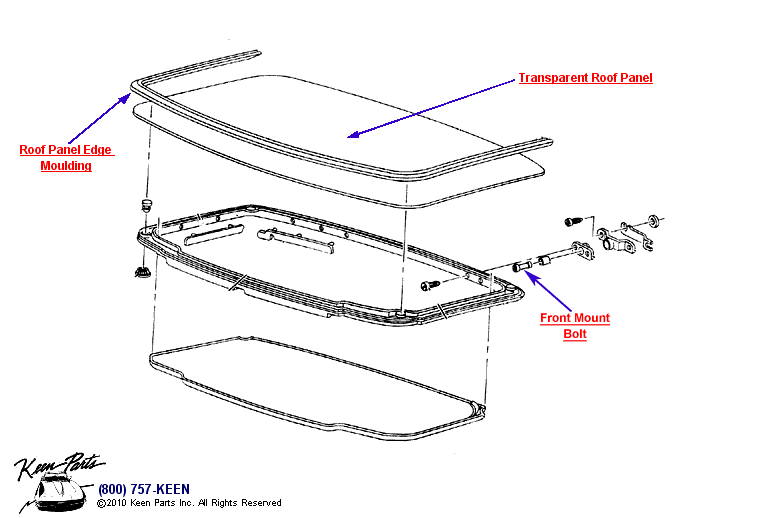 Roof Panel &amp; Hardware Diagram for All Corvette Years