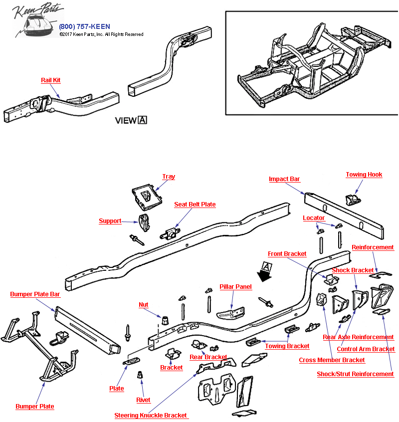 Frame Assembly Diagram for All Corvette Years