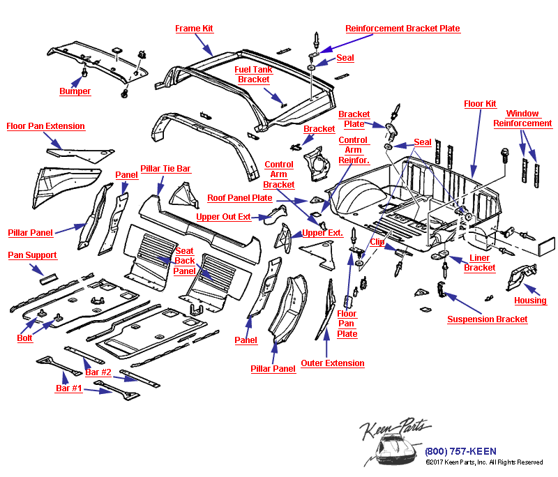 Sheet Metal/Body Mid- Coupe Diagram for a C5C7 Corvette