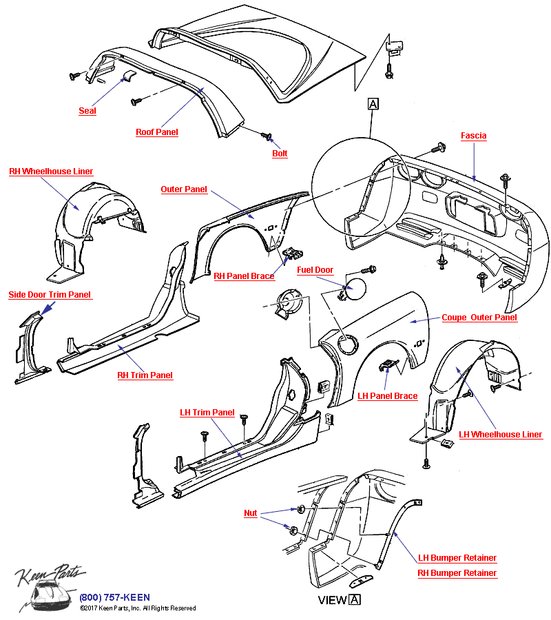 Body Rear- Coupe Diagram for All Corvette Years