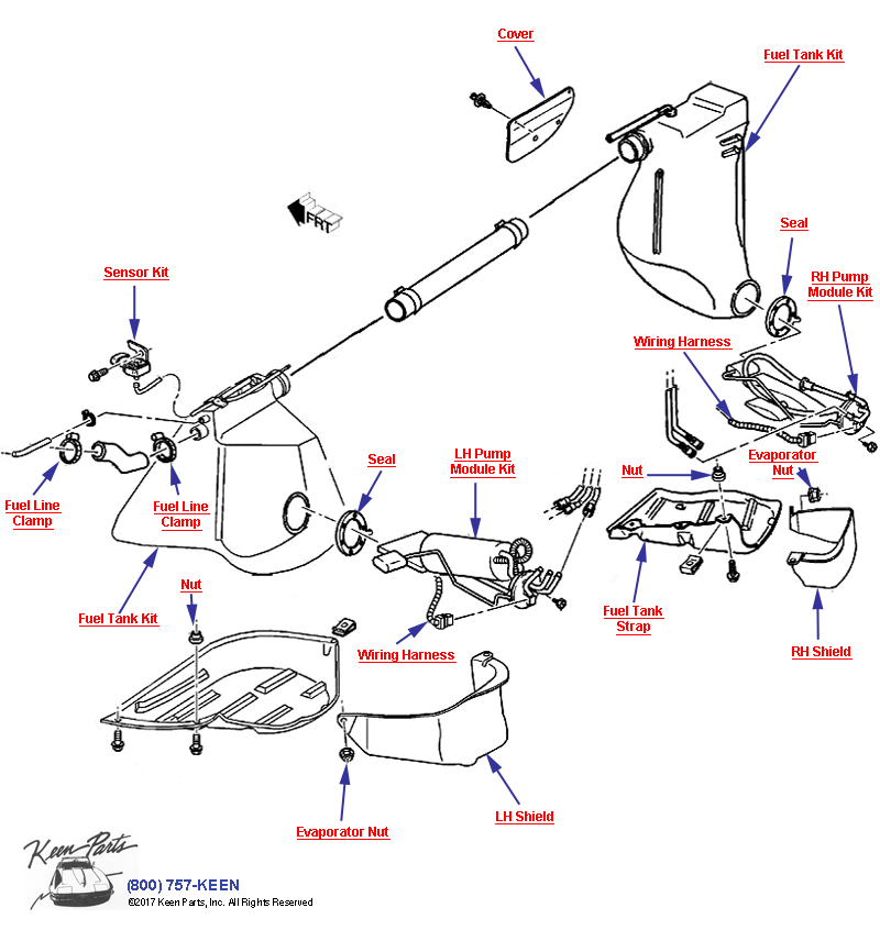 Fuel Tank &amp; Mounting Diagram for a 1973 Corvette