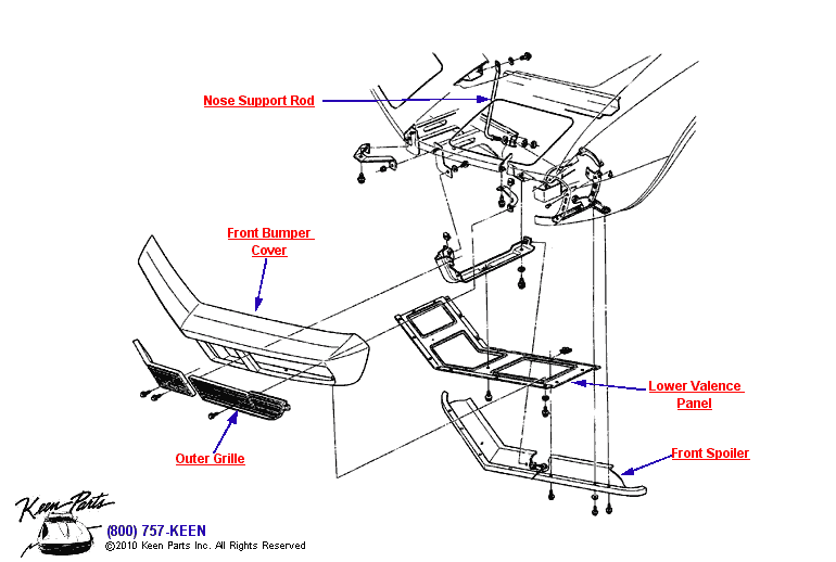 Grille &amp; Supports Diagram for All Corvette Years