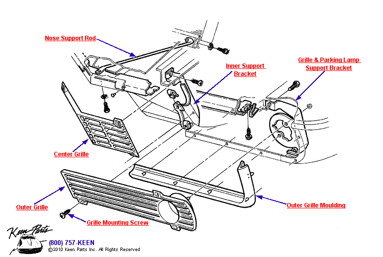 Grille &amp; Supports Diagram for All Corvette Years