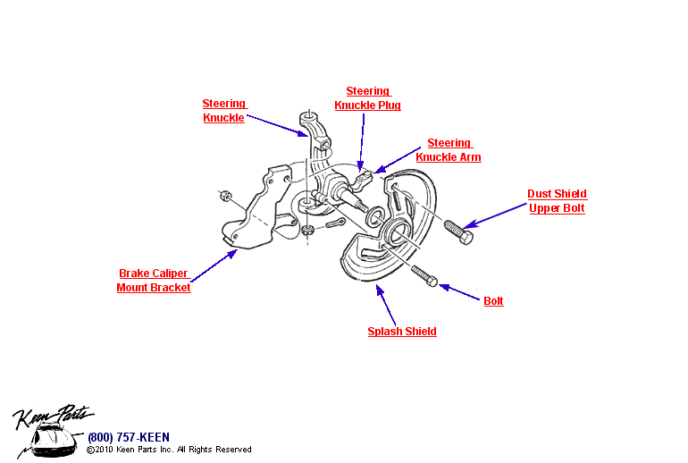Steering Knuckle Assembly Diagram for All Corvette Years