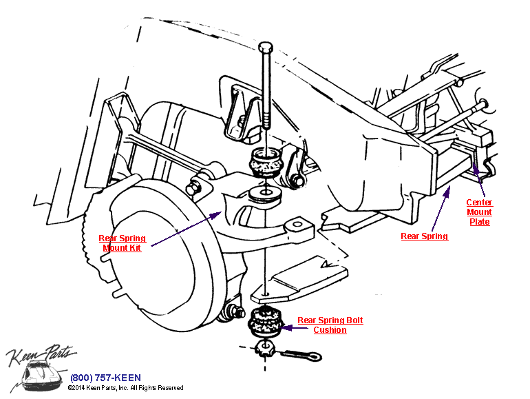 Rear Spring Mounting Diagram for All Corvette Years