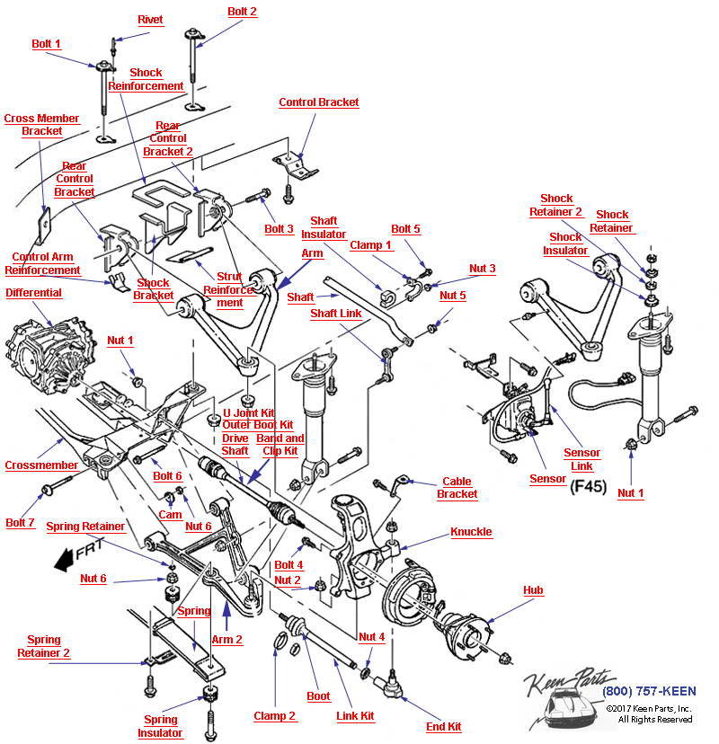 Suspension- Rear Diagram for All Corvette Years
