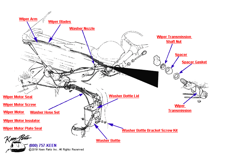 Wiper Assembly Diagram for All Corvette Years