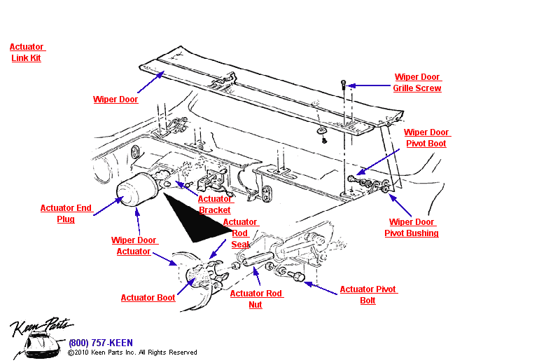 Wiper Door &amp; Actuator Diagram for All Corvette Years