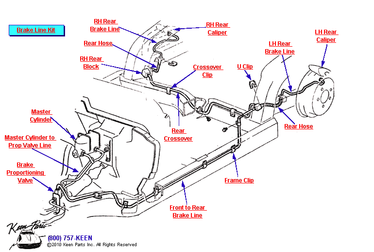 Rear Brake Lines Diagram for a 2001 Corvette