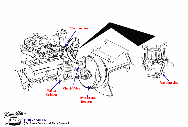 Power Brake Booster Diagram for All Corvette Years