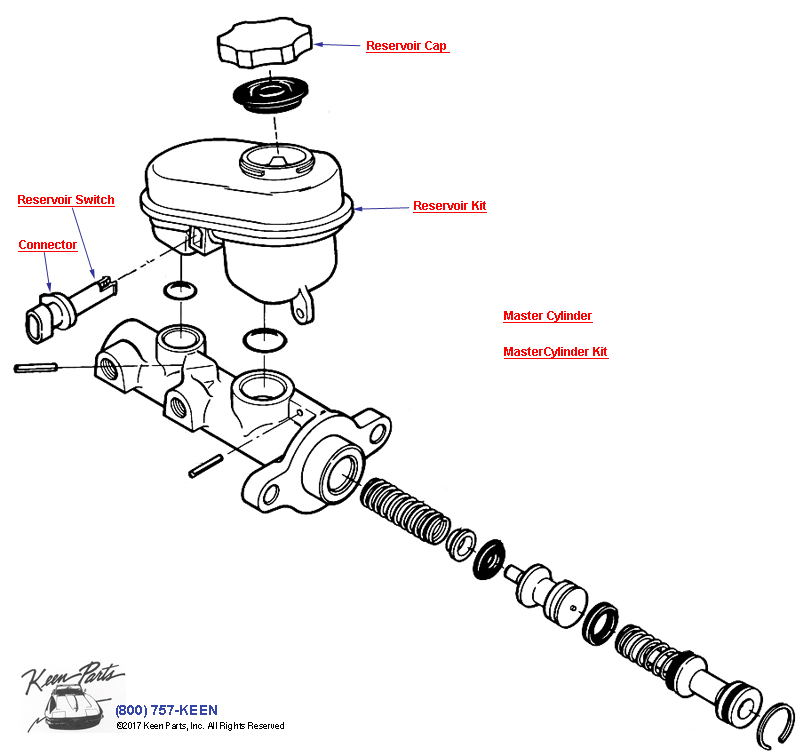 Brake Master Cylinder Diagram for All Corvette Years
