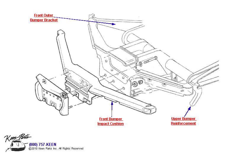 Front Brackets &amp; Cushion Diagram for All Corvette Years