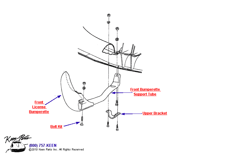 Front Bumperette Diagram for All Corvette Years