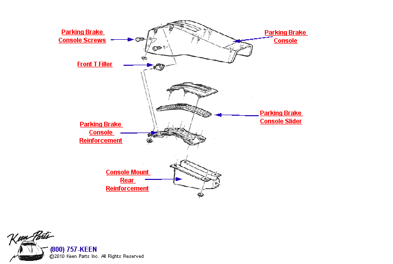 Parking Brake Console Diagram for All Corvette Years