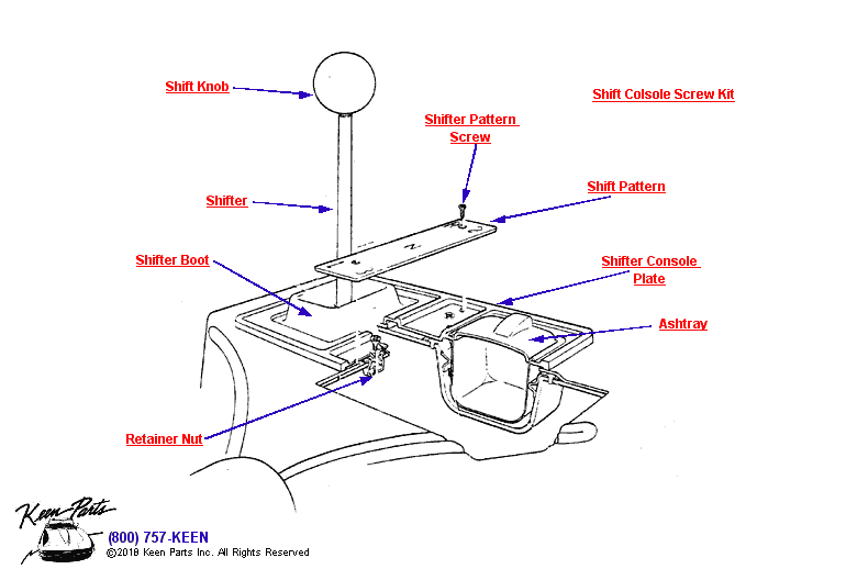 Shift Boot &amp; Ash Tray Diagram for All Corvette Years