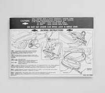 1963-1966 Corvette Jacking Instructions Regular Tire Decal  (Code 3626484)