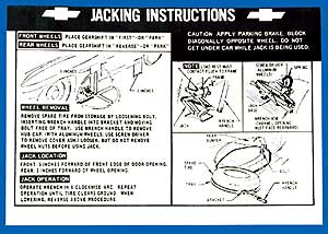 1967 Corvette Jacking Instructions Regular Tire Decal  (Code 3904975)