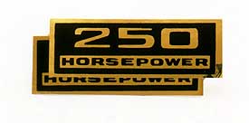 250 Horsepower Valve Cover Decal Pair 1957-1960 Chevy Corvette 250hp Water Based 